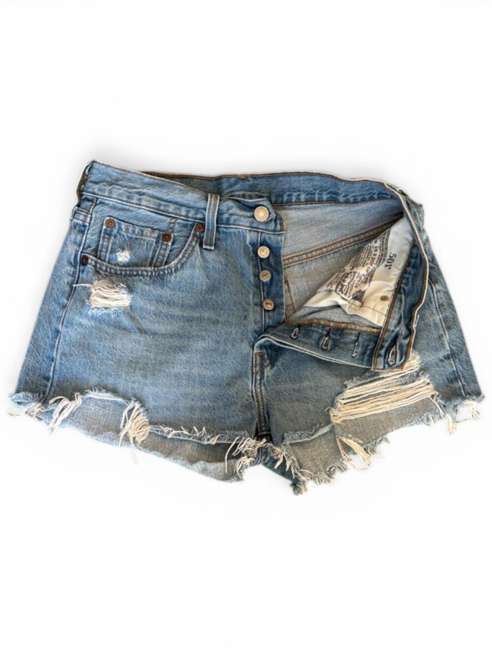 Levi’s 501 Distressed Cutoff Denim Shorts Mid Rise Size 28 Light wash